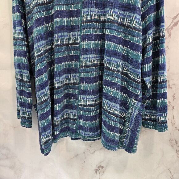 Habitat Shirt Womens Large Blue T Tee V Neck Pockets Artsy Art Mosaic Abstract - Picture 7 of 11